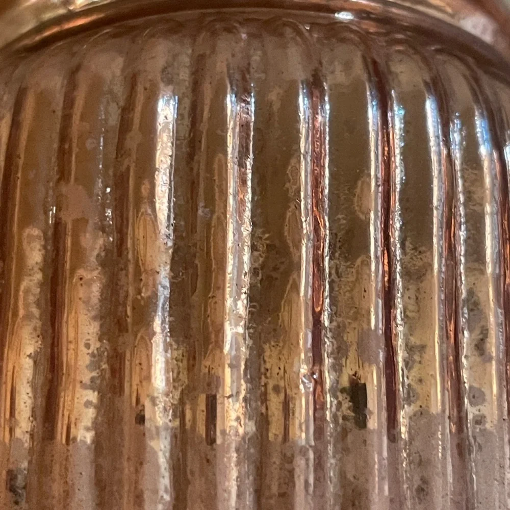 Mini Mercury Glass Hanging Votive Candleholders Copper Set of 3
